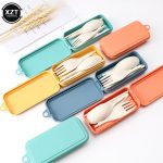 Foldable Wheat Straw Cutlery Set – Eco-friendly Travel Dinnerware