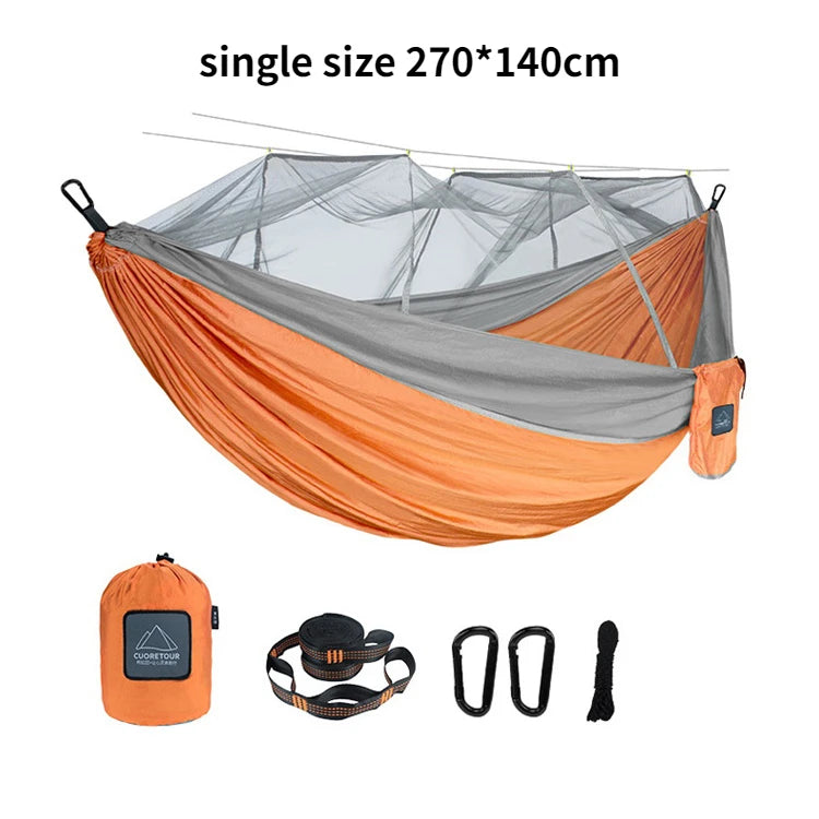 Portable Nylon Camping Hammock with Mosquito Net – Single & Double Size - Image 11