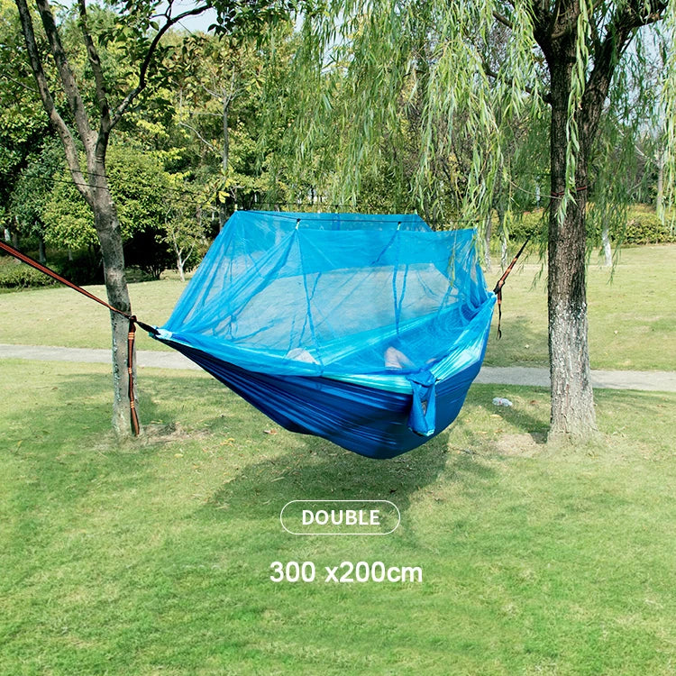 Portable Nylon Camping Hammock with Mosquito Net – Single & Double Size - Image 3