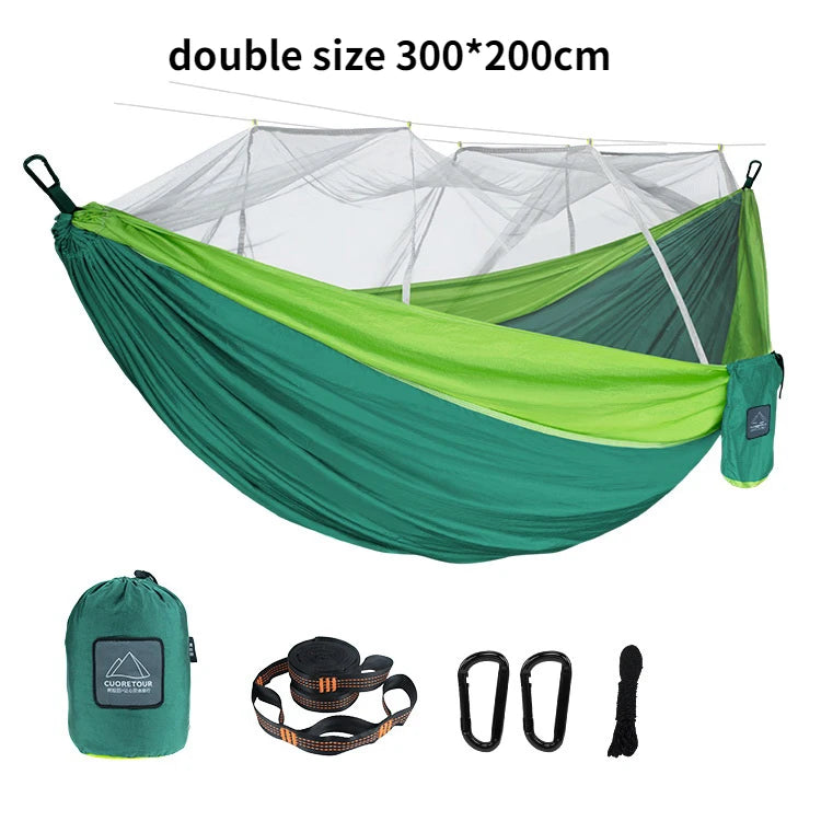 Portable Nylon Camping Hammock with Mosquito Net – Single & Double Size - Image 8