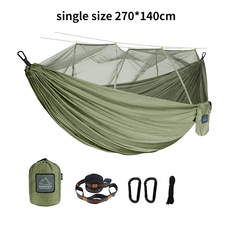 Portable Nylon Camping Hammock with Mosquito Net – Single & Double Size - Image 17