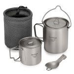Lightweight Titanium Camping Cookware Set – Pot, Cup, and Spork