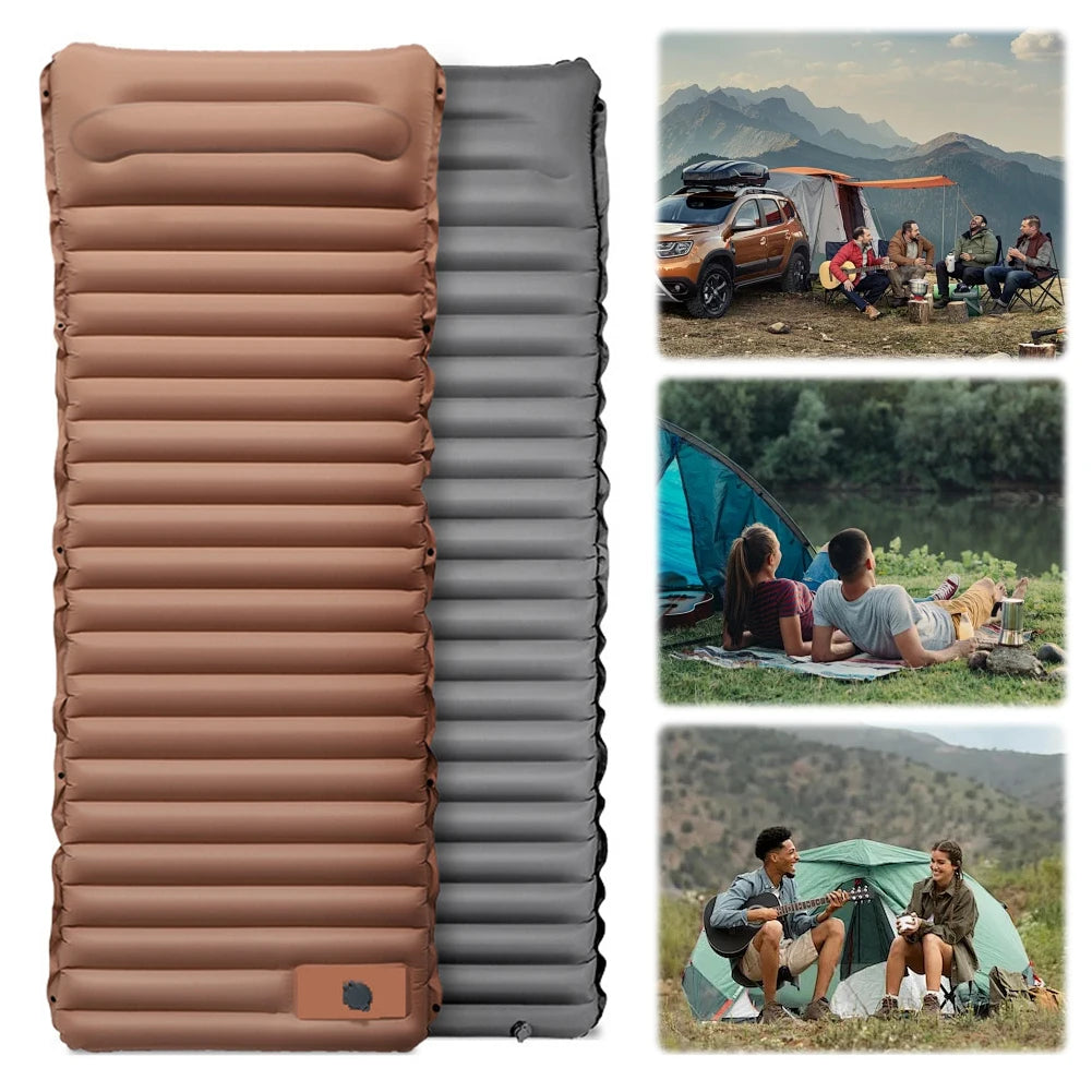 10cm Self-Inflating Sleeping Mat with Foot Pump & Pillow – Ultralight Camping Essential