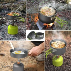 Lixada Portable Outdoor Tableware – Camping Cookware Set for 2-3 People