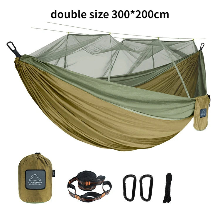 Portable Nylon Camping Hammock with Mosquito Net – Single & Double Size - Image 9