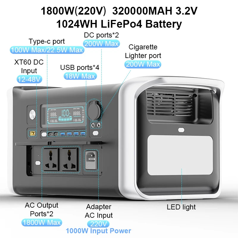 Portable Power Station – 1000W/2000W Solar Generator for Camping - Image 11