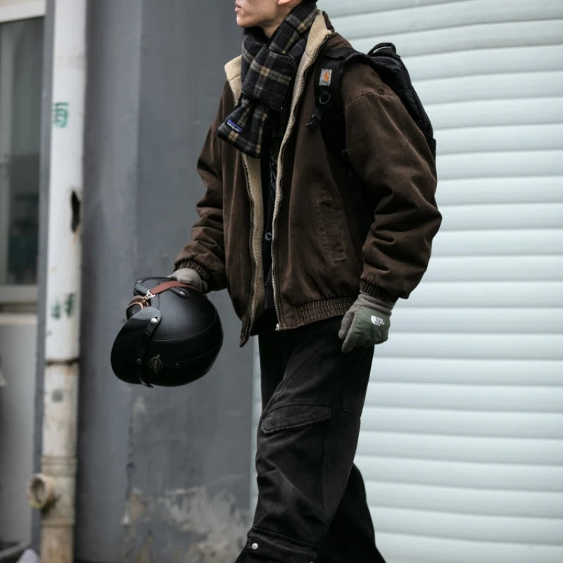 Japanese Vintage Polar Fleece Jacket – High-Quality Winter Streetwear - Image 5