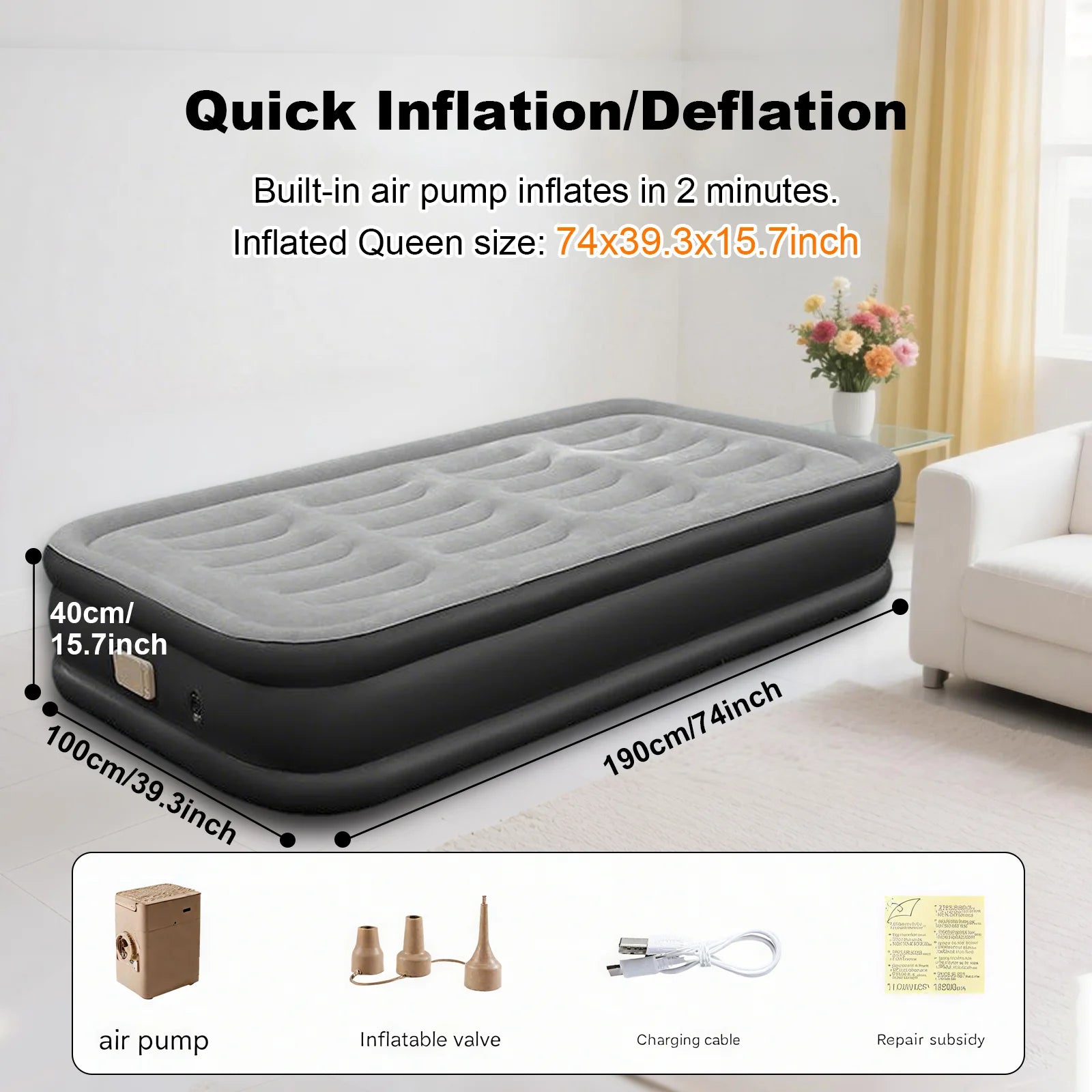 Comfortable 1-2 Person PVC Automatic Inflatable Mattress - Image 8