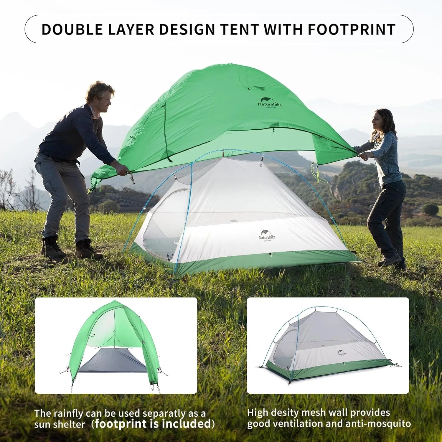 Naturehike Cloud Up Camping Tent – Lightweight and Portable for Adventurers - Image 2