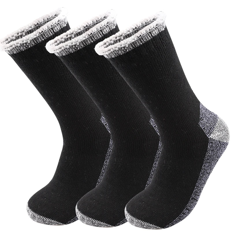 3Pairs Super Thick Merino Wool Socks Male Men Winter Thermal Cashmere Socks Fleece Terry Loop Middle Tube Socks High Quality - Image 8