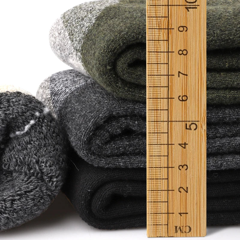 3Pairs Super Thick Merino Wool Socks Male Men Winter Thermal Cashmere Socks Fleece Terry Loop Middle Tube Socks High Quality - Image 5