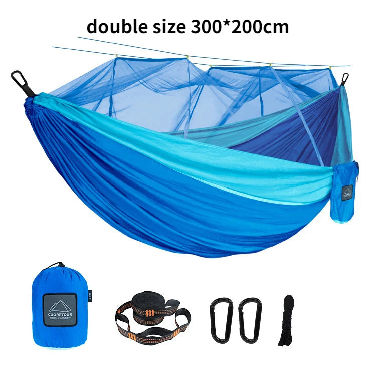 Portable Nylon Camping Hammock with Mosquito Net – Single & Double Size - Image 7