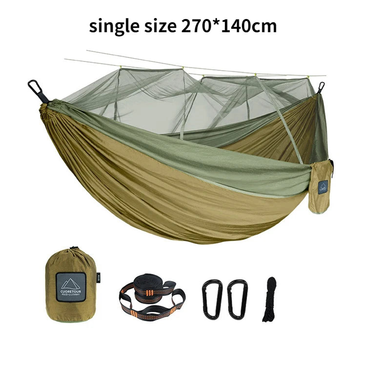 Portable Nylon Camping Hammock with Mosquito Net – Single & Double Size - Image 15