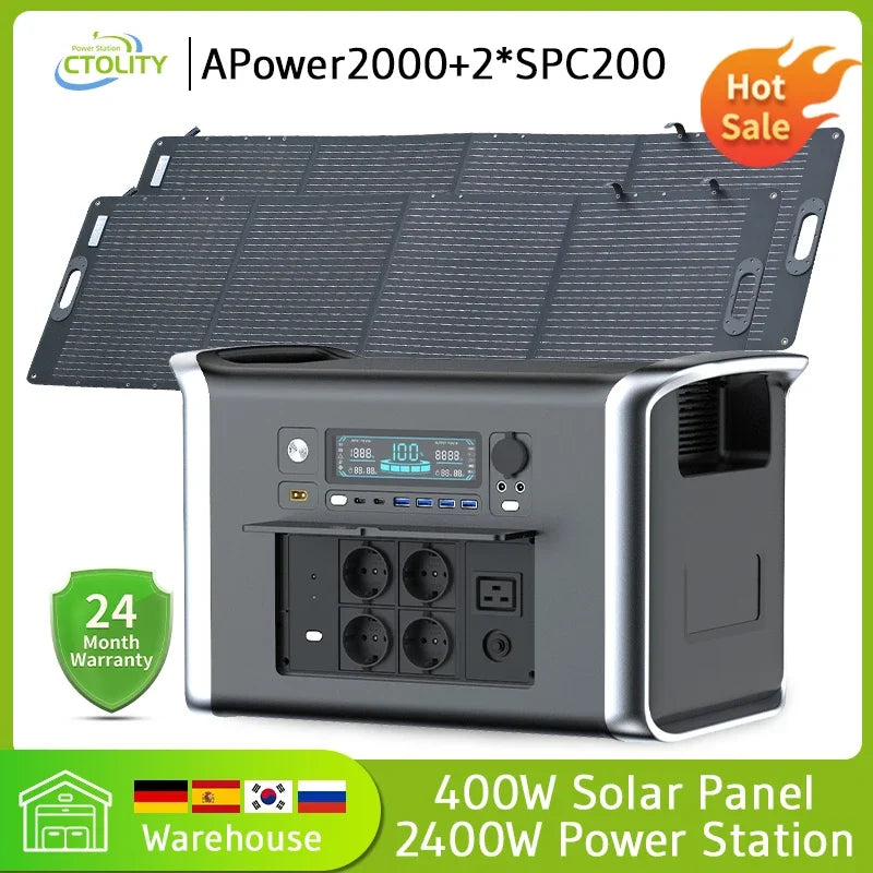 Portable Power Station – 1000W/2000W Solar Generator for Camping